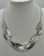Brighton Mirabella Necklace 3 Strand Layered Silver Iridescent Faux Shell #1399 picture