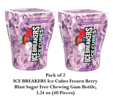 ICE BREAKERS Ice Cubes Frozen Berry Blast Sugar Free Chewing Gum Bottle, 3.24 oz picture