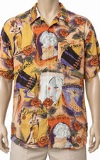 Vintage Jams World Crinkle Shirt 1930s Dance Magazine Collage Novelty Print XXL picture