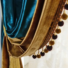 Boutique Italian velvet modern blue cloth blackout curtain tulle drape C1197 picture