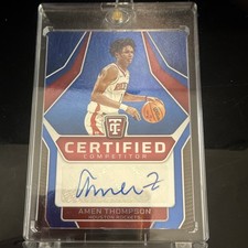 2024-25 Panini Totally Certified Amen Thompson Blue Mirror Auto /35 Rockets picture