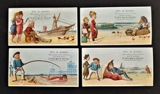 1880s antique Mrs HARRIS fall river ma MILLINERY beach ocean 4pc victorian cards picture
