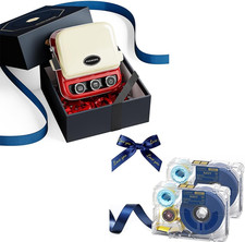 P15 Label Maker with 2 Navy Satin Ribbon and 1 White Tape for Gift Wrapping picture