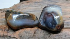 Montana & Botswana Agate Pair- Polished-Dendrites & Deep Purple ( 1.40oz Total) picture