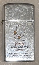 Vintage Metal Zippo, Home of Friendly Bob Adams Service, General Finance Corpora picture