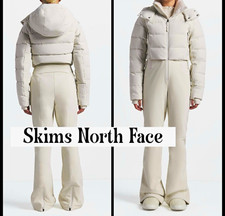 The North Face x SKIMS Women’s Ski One Piece Down Snowsuit Hooded Zip M White picture