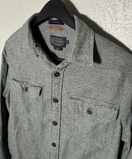 Pendleton Burnside Double Brushed Gray Flannel Shirt Men's Size M Cotton Outdoor picture
