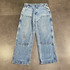 Vintage 90s 00s Carhartt Dungaree Double Knee Denim Carpenter Pants Jeans 33in picture