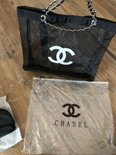 Chanel VIP Authentic Mesh Black Tote Bag Silver Chain  NEW picture