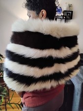 Vintage Finn Raccoon Black and White Fur Capelet, Cape Stole picture