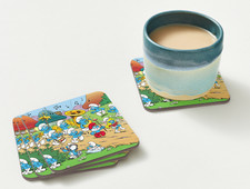 The Smurfs Coasters Set of 4 4x4 in Neoprene Smurf's Summer Vintage Styled picture