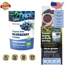 Organic Wild Blueberry Powder 6oz Freeze-Dried Nordic Antioxidant Rich Smooth... picture