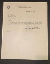 Watergate Archibald Cox Signed Letter Auto -Vintage Autograph picture