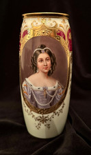 RARE Antique German Porcelain Portrait Vase Charlotte von Hagn Steiler Beauties picture