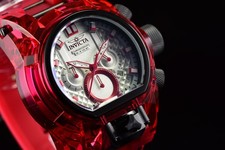 Invicta Bolt Zeus Magnum Quartz Anatomic Silver Dial Red Tone Mens Watch 52mm picture