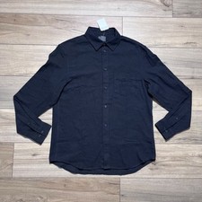 H&M Mens Long Sleeve Regular Fit Button Up Shirt Size Medium Black 100% Cotton picture