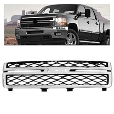 Front Grille For 2011-2014 Chevrolet Silverado 2500 3500 HD Black and Chrome picture