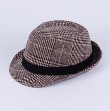 Plaid Tweed Fedora Hat Men Women Trilby Cuban Cap Panama Floral Winter picture