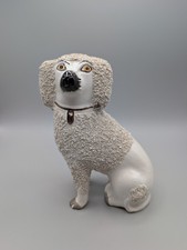 Vintage Staffordshire Style Confetti Poodle Figurine – Right Facing Sitting Dog  picture