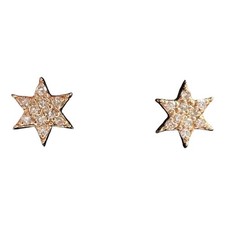 Diamond Star Earrings in 14kt Yellow Gold - 0.17ctw GH SI, Push Backs, New picture