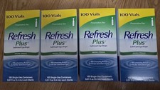 4 Lot Refresh Plus Lubricant Eye Drops,  Moisturizing Relief, 100 Vials Each picture