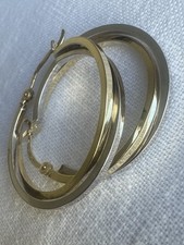14k Gold 2 Tones Intertwined Hoop Earrings picture