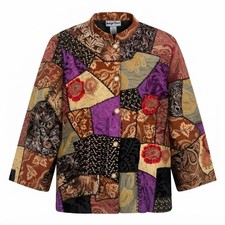 NEW Indigo Moon Womens 3XL Patchwork Tapestry Jacket Silk Blend Floral - CJ picture