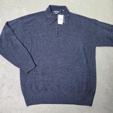 Nautica Mens L Sweater Navy Blue Wool Blend Long Sleeve Polo S83412 Vintage NWT picture