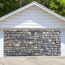 Rock Stone Wall Garage Door Decorations, Vintage Brick Stone Ancient Rock Wall picture