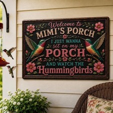 Personalized Hummingbird Porch Sign, Custom Name Porch Decor, Hummingbird Lover picture