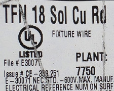 Southwire #18awg Solid Copper TFN Fixture/Building Wire 105C/600V Red /100ft picture