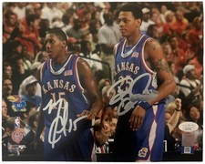 Kansas Jayhawks Mario Chalmers & Brandon Rush Signed 8x10 Photo JSA Certified picture