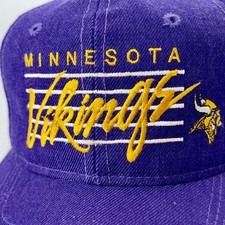 VTG Minnesota Vikings Hat Cap Youngan Bar Script Purple Snapback OSFA NFL picture