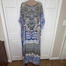 Camilla Women's Australian Silk Kaftan Maxi Dress Crystal Embellished Boho OS picture