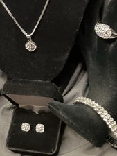 Womens Sterling Silver 5 piece CZ Sparkling jewelry set. Stunning Beautiful picture