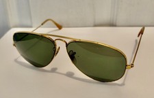 Vintage Ray Ban USA 58-14 Large Gold Frame Bausch Lomb Aviator Sunglasses 58 14 picture