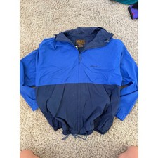 Vintage 90s Eddie Bauer Colorblock Hooded Jacket Blue L picture