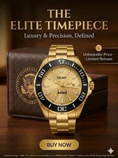 Donald Trump Signature Watch - Gold-Black Dial, Gold Tone, Date Window. picture