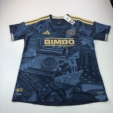NEW Adidas Philadelphia Union Soccer Jersey Mens XL Slim Fit Blue Stretch MLS picture