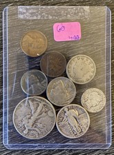 8 Vintage US Coin Lot 90% Silver Half Quarter Dime Buffalo Liberty Pennies picture