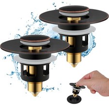 2 Pack All Metal Universal Bathroom Sink Stopper,  Pop Up Sink Drain Strainer picture