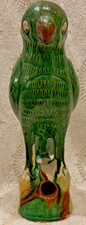 Antique 19th Century Chinese Glazed Pottery Dynasty Green Parrot 8.5