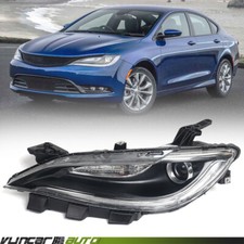 For 2015-2017 Chrysler 200 Halogen Headlight  w/ LED DRL Driver Left Chrome Trim picture