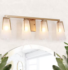 Uolfin 28 in. Modern Farmhouse Bathroom Vanity Light, 4-Light Gold Wall Sconces picture