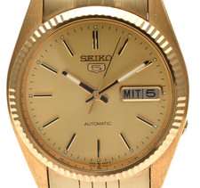 [Exc+5] SEIKO 5 7S26-0500 Gold Day Date Automatic Men's Watch JAPAN picture