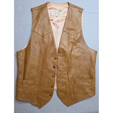 Vintage Trego's Westwear Vest Men's 38 Brown Leather Button Front Western Yoke picture