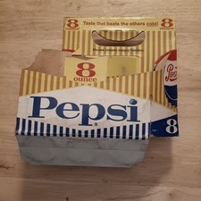 Vintage 8 oz Pepsi Cola 6-Pack Cardboard Carrier Bottle Carton 1960's picture