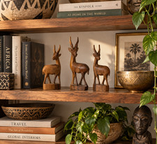 Vintage Hand Carved Antelope Gazelle Figurines | Set of 3 | Made in Kenya picture