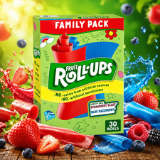 Fruit Roll-Ups Variety Pack 30 Rolls Strawberry Blast Blue Raspberry Fruit Snack picture
