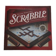 Scrabble Deluxe Edition Game Rotating Gameboard Complete Open Box Sealed Bags picture